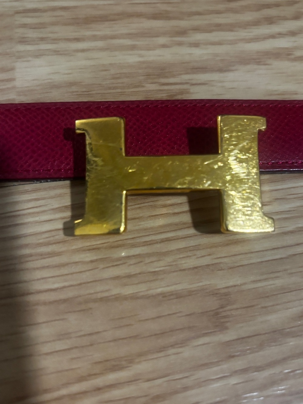 Hermès Vintage Constance H Belt 90 Black/Red Epsom Leather Gold Buckle with Dust - Picture 6 of 8